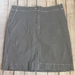 Talbots Mini Denim Skirt Womens Size 16 Black/White Gingham Plaid Stretch